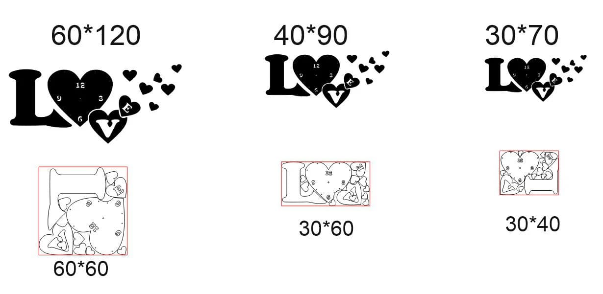 ساعت دیواری طرح لاو love در پنج رنگ و ابعاد انتخابی+فایل کورل — تصویر ۵