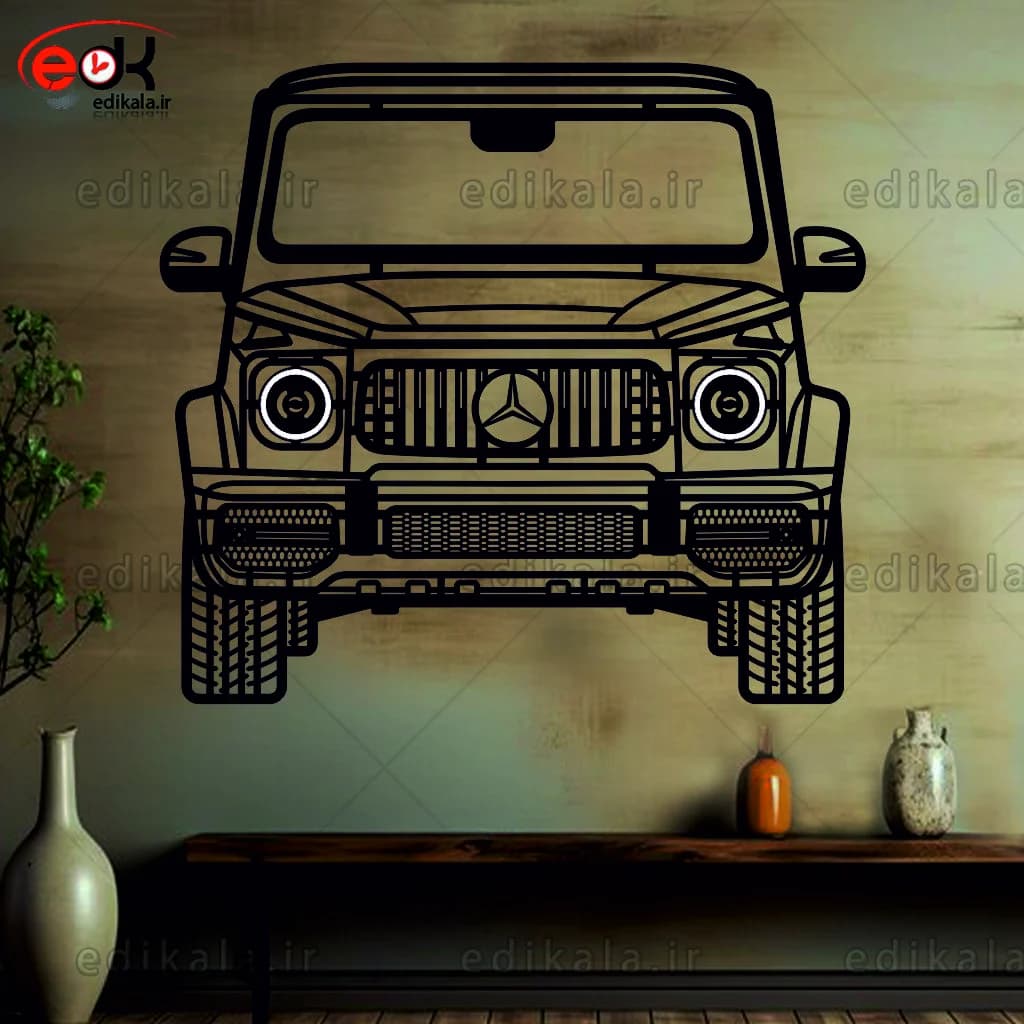 تابلو طرح ماشین بنز G CLASS با چراغ نئون+آداپتور+با انتخاب سایز دلخواه+فایل کورل اماده برش — تصویر ۵