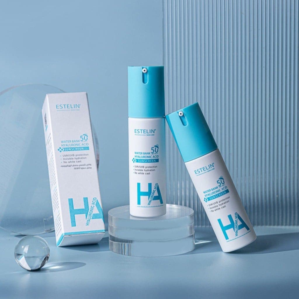 ضدآفتاب آبرسان هیالورونیک اسید واتر بانک استلین حجم 60گرم Estelin Water Bank Hyaluronic Acid Sunscreen++SPF50 PA — تصویر ۸