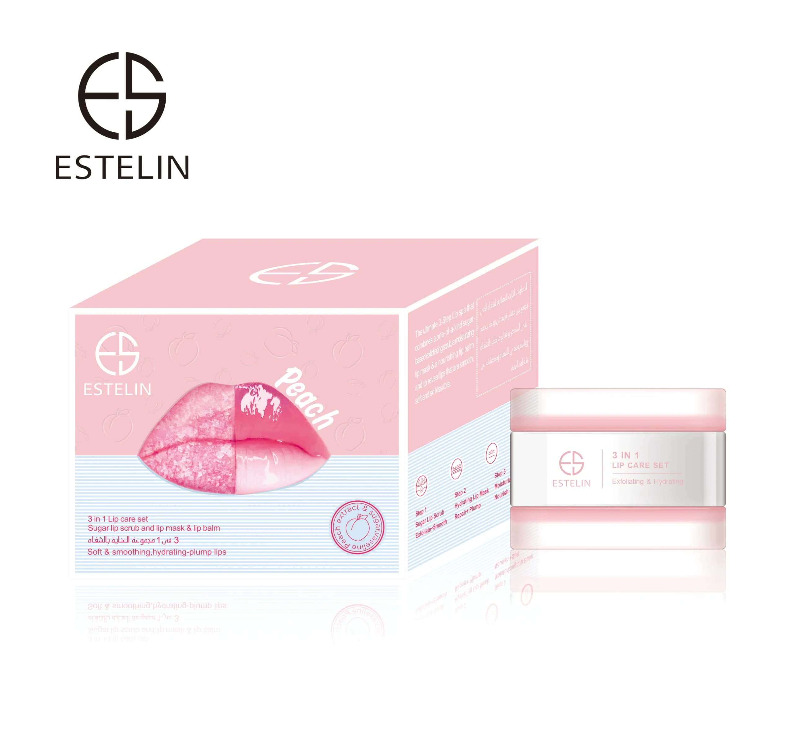 ست 3 در 1 مراقبت از لب هلو استلین 10 گرم ESTELIN 3 in 1 Lip Care Set peach Sugar Lip Scrub and Lip Balm — تصویر ۱۰