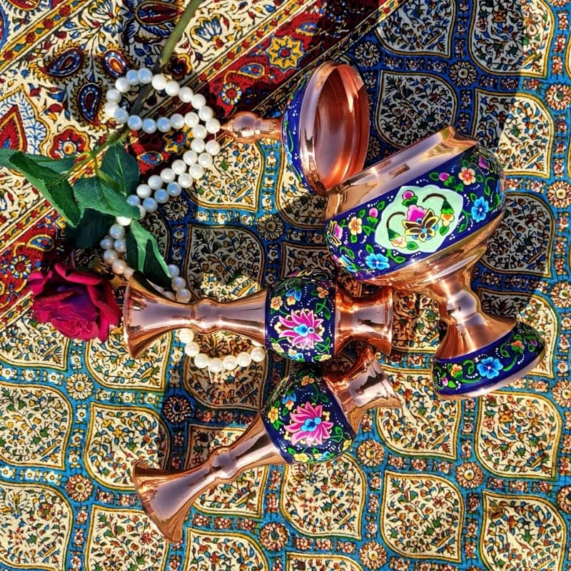 گلدان مسی و پرداز ارتفاع 16 سانتی بسته دو عددی — تصویر ۱۲
