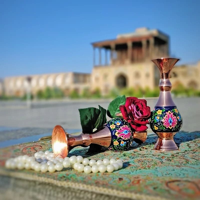 گلدان مسی و پرداز ارتفاع 16 سانتی بسته دو عددی — تصویر ۴