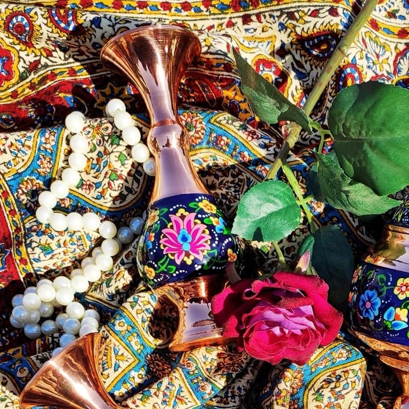 گلدان مسی و پرداز ارتفاع 16 سانتی بسته دو عددی — تصویر ۵