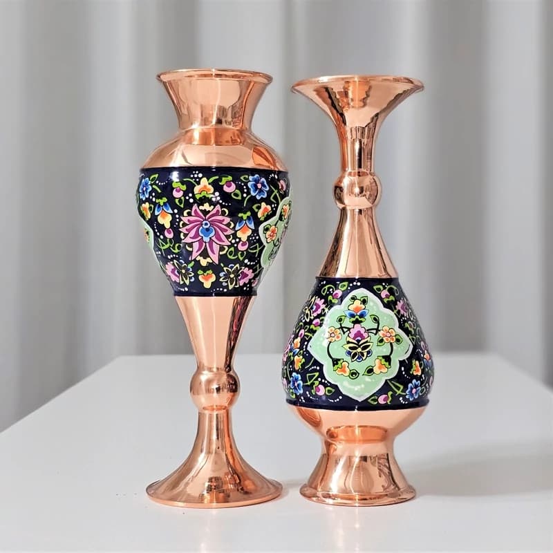گلدان مسی و پرداز ارتفاع 20 سانتی مجموعه دو عددی — تصویر ۱۰