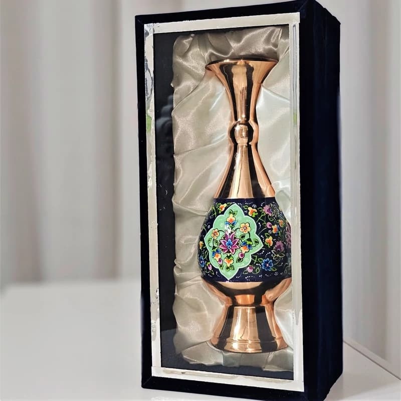 گلدان مسی و پرداز ارتفاع 25سانت به همراه جعبه فانتزی مناسب هدیه — تصویر ۱۱