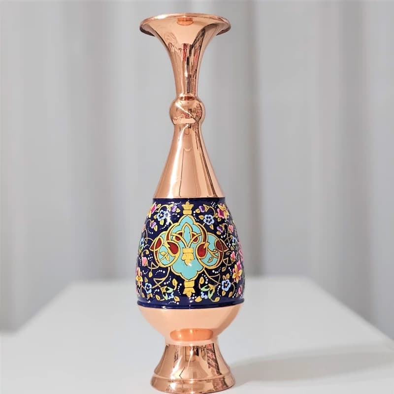 گلدان مس و پرداز (طلایی) ارتفاع 30 سانتی به همراه جعبه هدیه شخصی و سازمانی — تصویر ۳