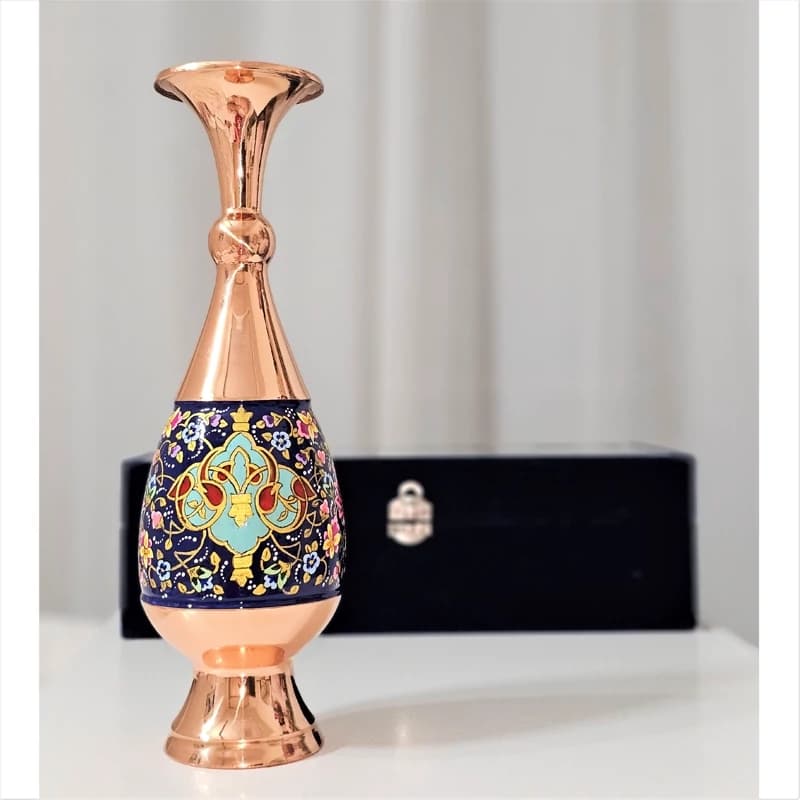 گلدان مس و پرداز (طلایی) ارتفاع 30 سانتی به همراه جعبه هدیه شخصی و سازمانی — تصویر ۶