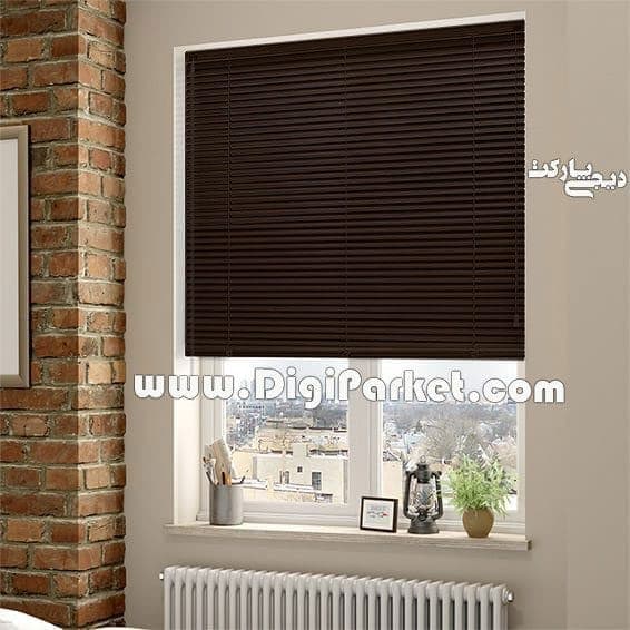 پرده کرکره فلزی طرح چوب قهوه ای سوخته ۲۵ میلیمتری dp96 — تصویر ۵