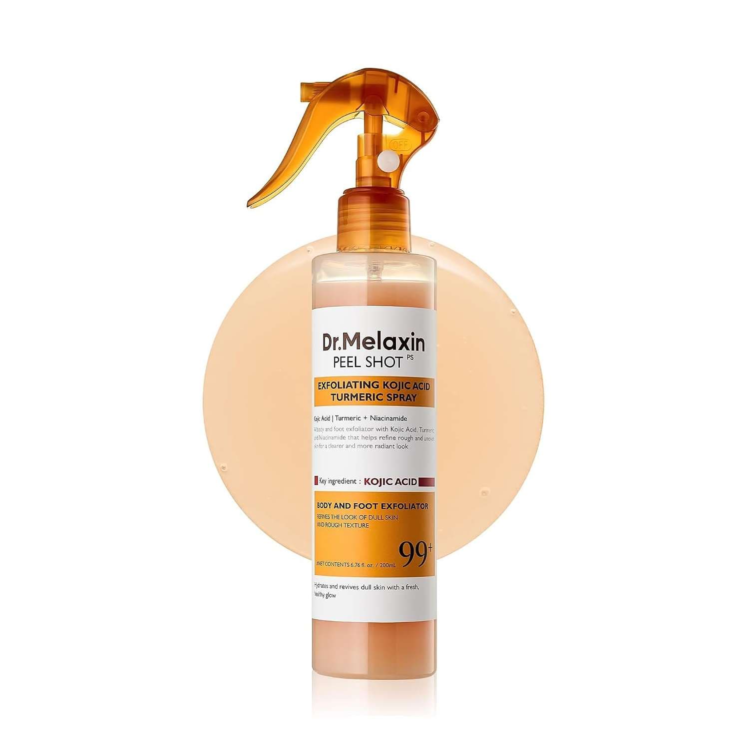 اسپری لایه بردار پوست بدن دکتر ملاکسین مدل Body Kojic Acid Turmeric حجم 200 میلیلیتر