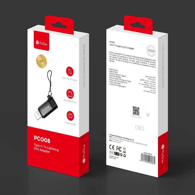 مبدل USB-C به لایتنینگ پرووان مدل PCO08 — تصویر ۶