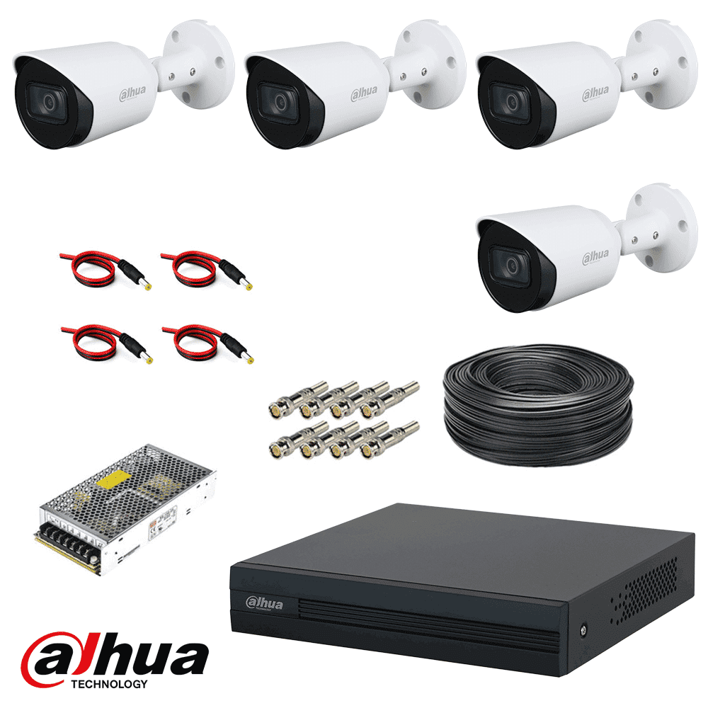 پکیج دوربین مداربسته 4 کانال 2 مگاپیکسل میکروفون دار HDCVI داهوا مدل 1200tp-a — تصویر ۴