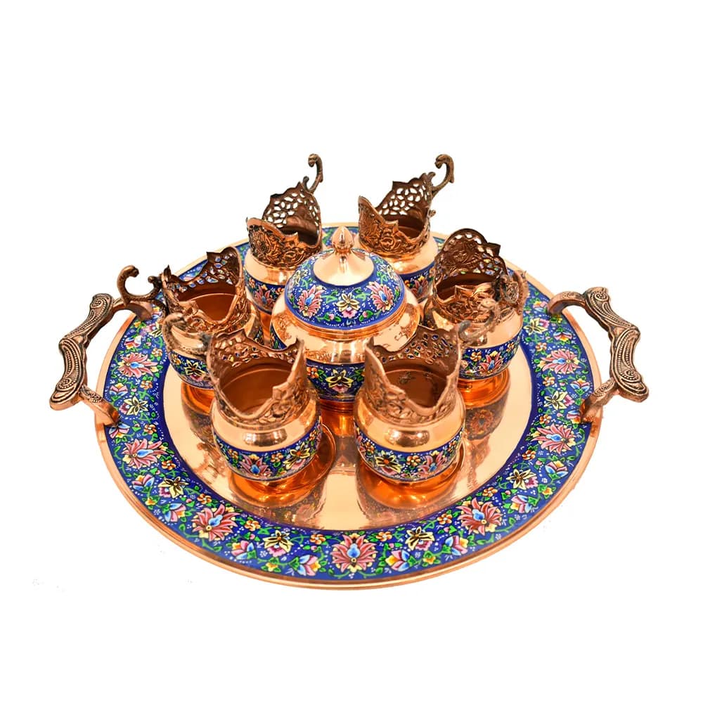 سرویس چای خوری مس و پرداز 6 نفره کد 288 — تصویر ۲