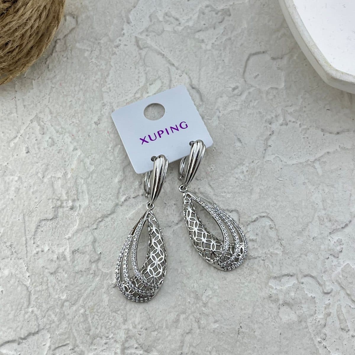 گوشواره زنانه ژوپینگ مدل جواهری کد E6277 — تصویر ۹