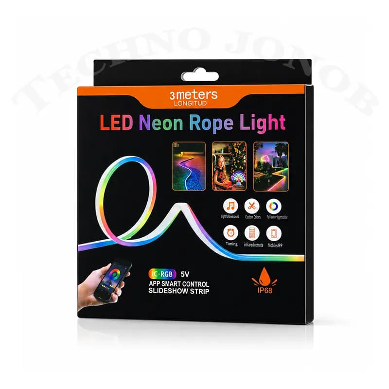 ریسه نئون هوشمند RGB-IC طول ۳ متر مدل USB موزیکال | کنترل بلوتوثی + ریموت