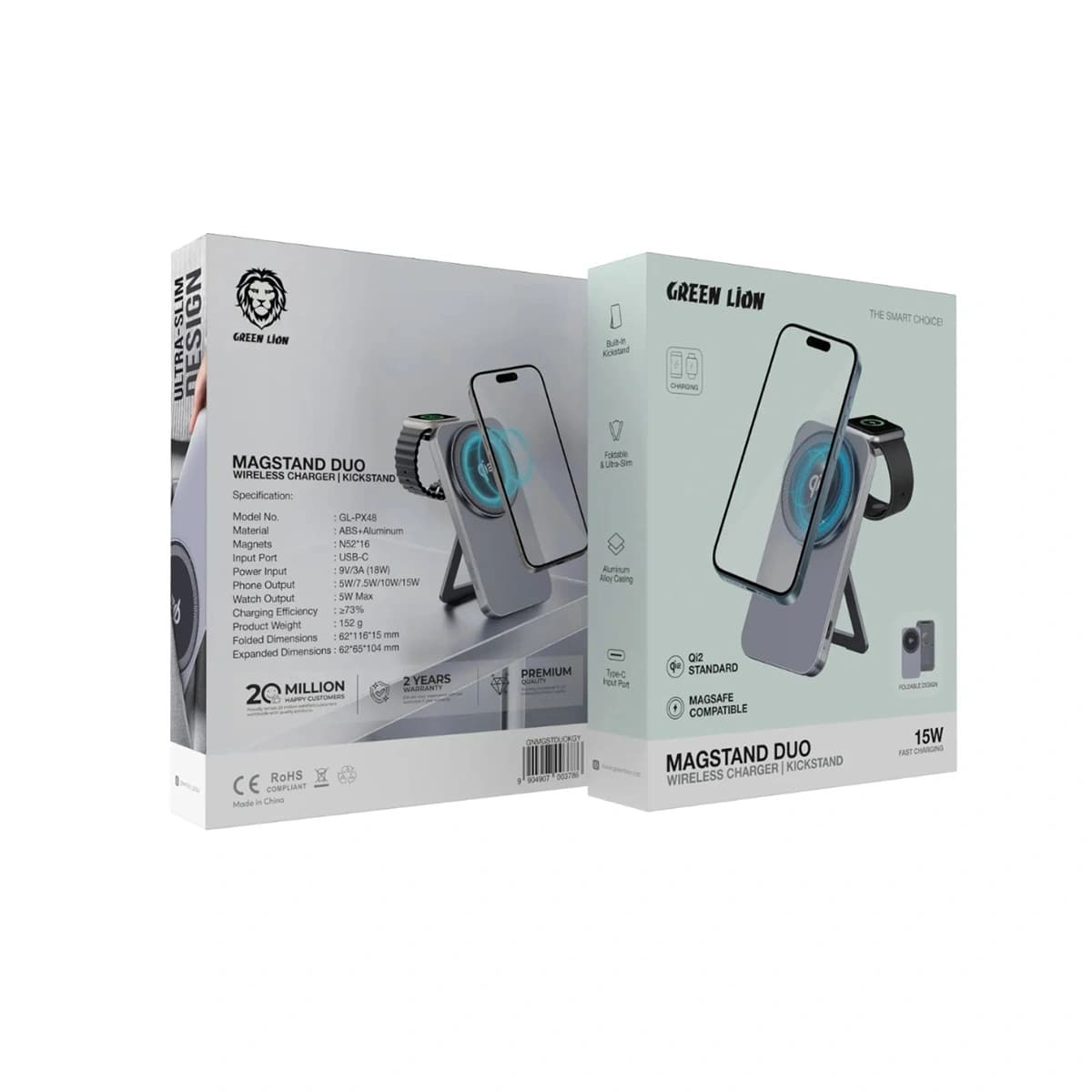 شارژر وایرلس و استند تاشو Magstand Duo گرین لاین — تصویر ۱۰