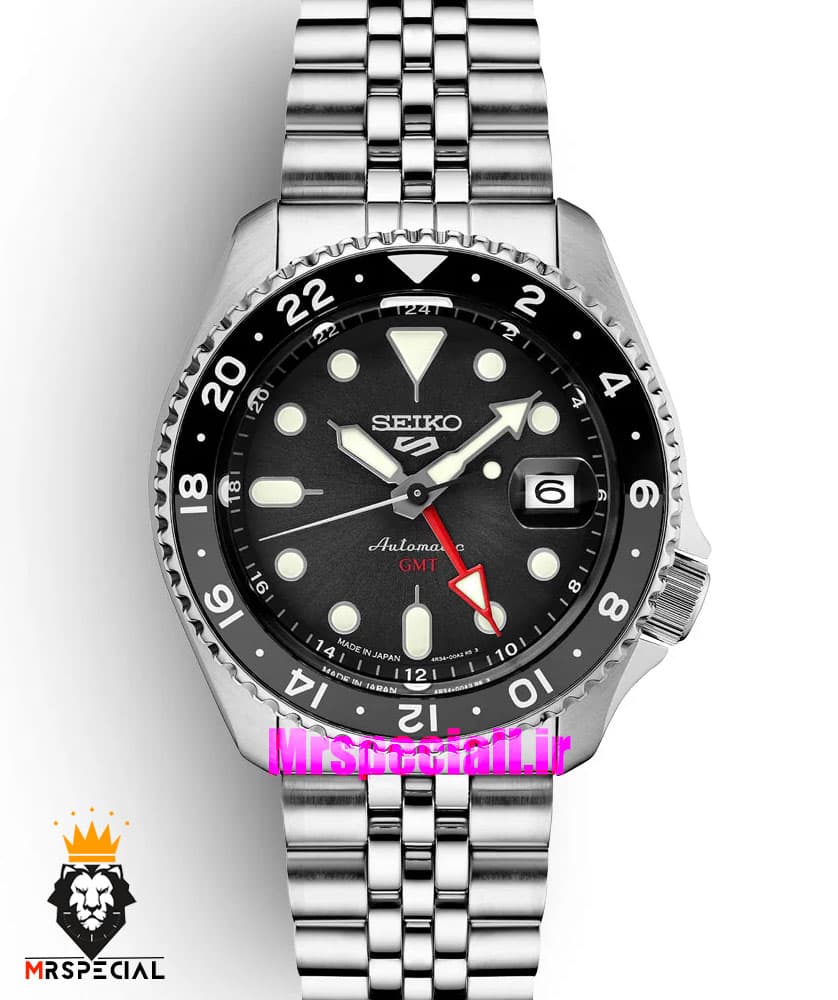 ساعت مردانه سیکو 5 جی ام تی اتوماتیک صفحه مشکی 021647 SEIKO 5 GMT