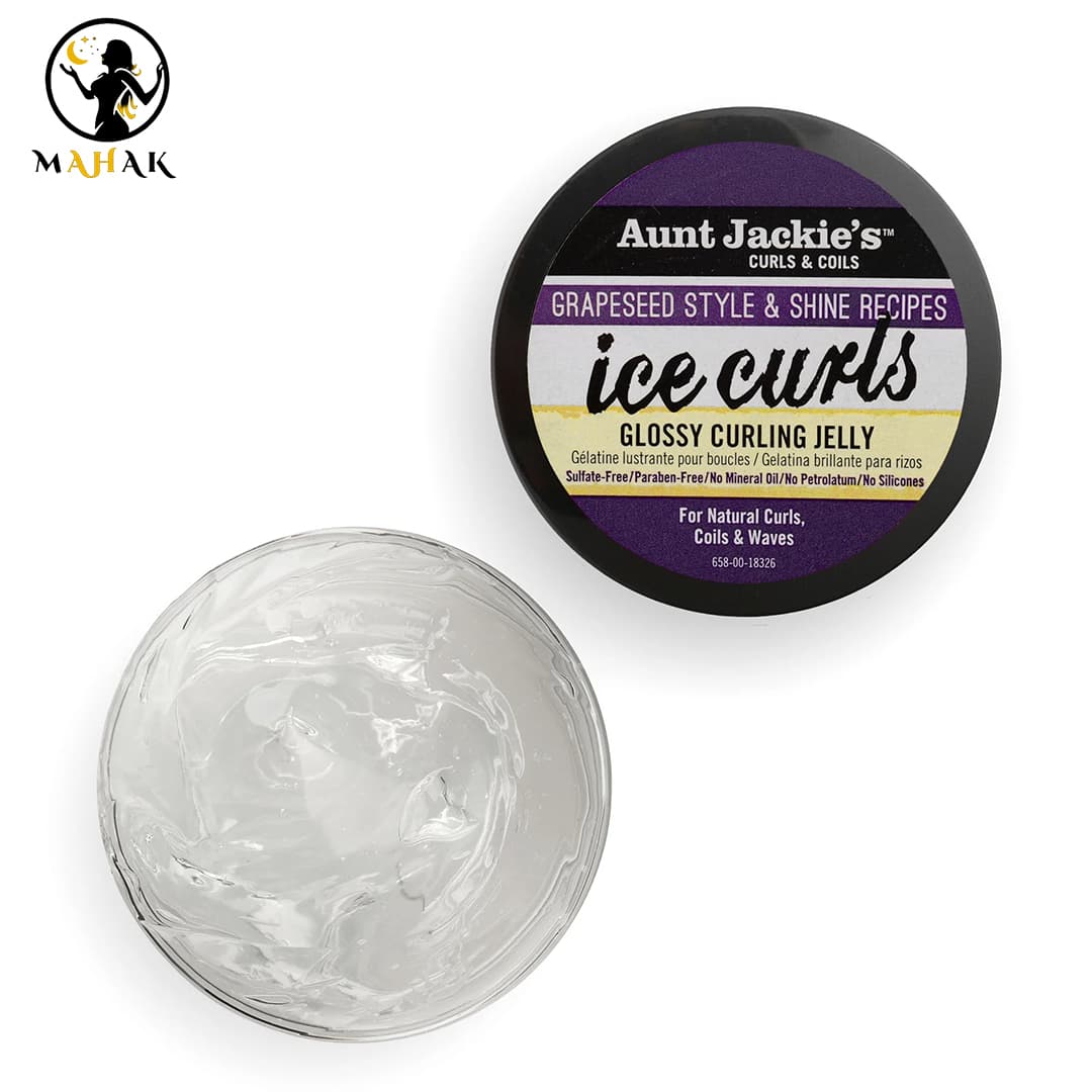 ژل خیس فر کننده و درخشان کننده موی فر هسته انگور آنت جکیز Aunt Jackies Ice Curls Glossy Curlng — تصویر ۵