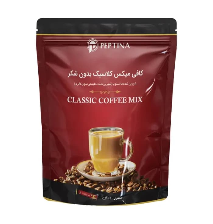 کافی میکس کلاسیک بدون قند پپتینا ساشه 10 عددی (شیرین شده با استویا) — تصویر ۵