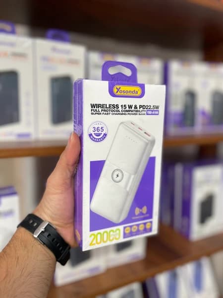 پاوربانک وایرلس Yosonda مدل A188 با ظرفیت 20000mAh – شارژ سریع و کیفیت عالی (رنگ مشکی) — تصویر ۸
