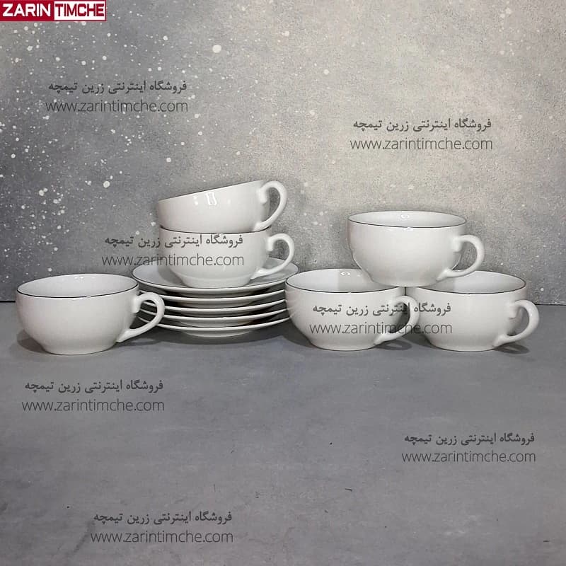 فنجان و نعلبکی لته خوری چینی زرین مدل سمن(لب نقره ای) — تصویر ۴