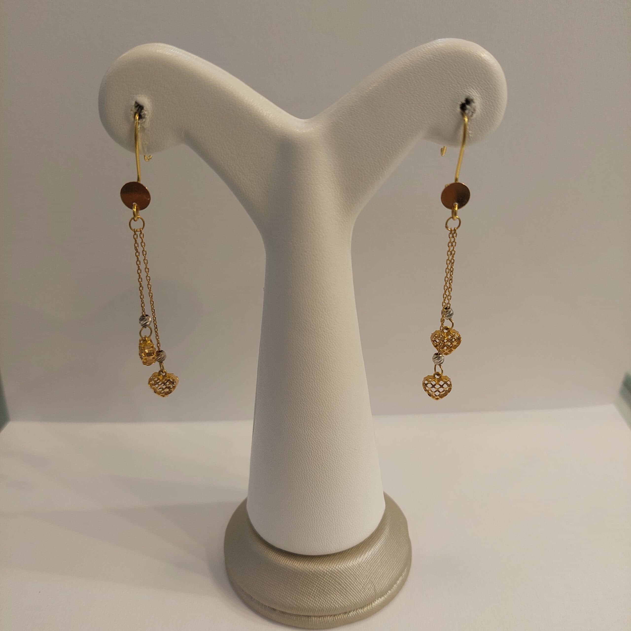 گوشواره زنانه طلا آویز قفل فرنچ خوشه ای طرح قلب