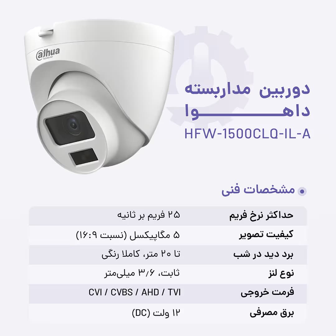 دوربین مداربسته داهوا مدل DH-HAC-HFW-1500CLQ-IL-A — تصویر ۸