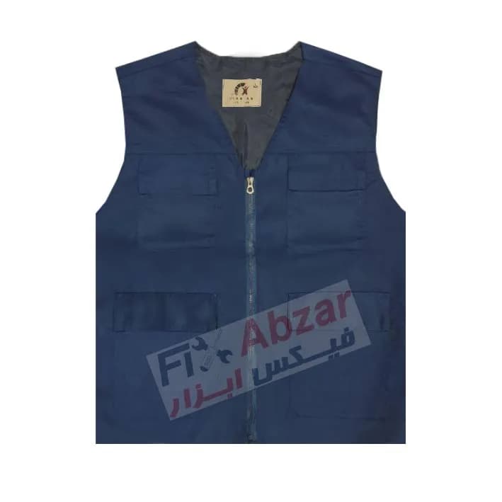 جلیقه خبرنگاری چهارجیب رنگ آبی کاربنی