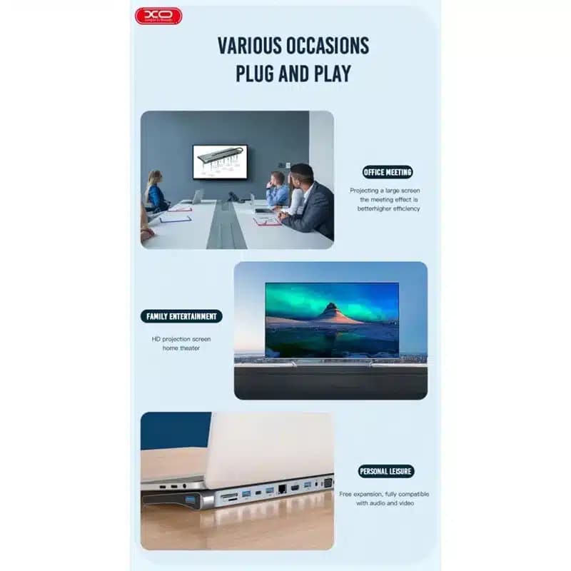 هاب 12 پورت XO Type-C ایکس او مدل XO-HUB010 – نقره ای — تصویر ۹