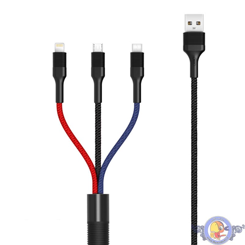 کابل سه سر ایکس او XO NB54 3in1 Charging Cable توان 3 آمپر — تصویر ۳