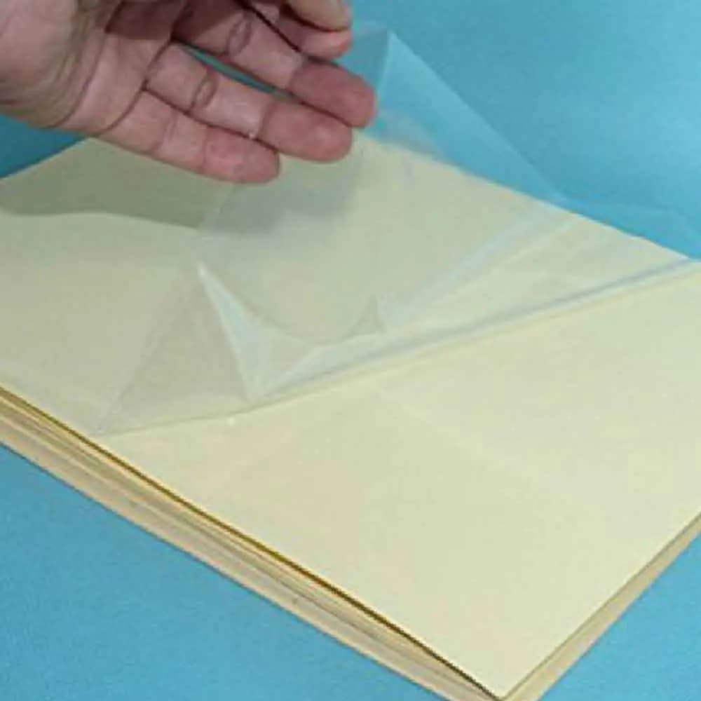 لیبل پشت چسب دار شیشه ای شفاف (لیبل ترنسپرنت PVC) سایز A4 بسته 100 برگی — تصویر ۵