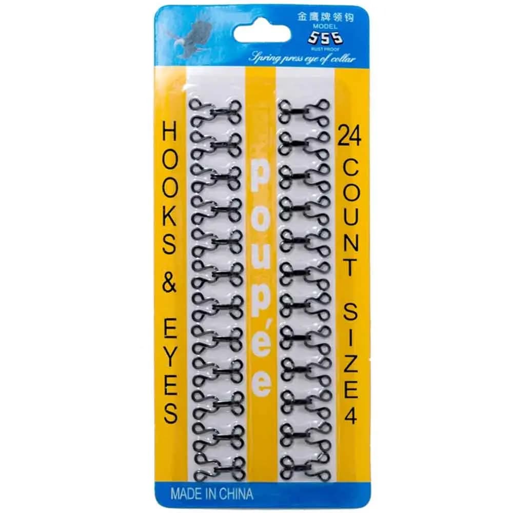 قزن قفلی سایز 4 فلزی مشکی مدل هوکس Hooks بسته 24 عددی — تصویر ۳