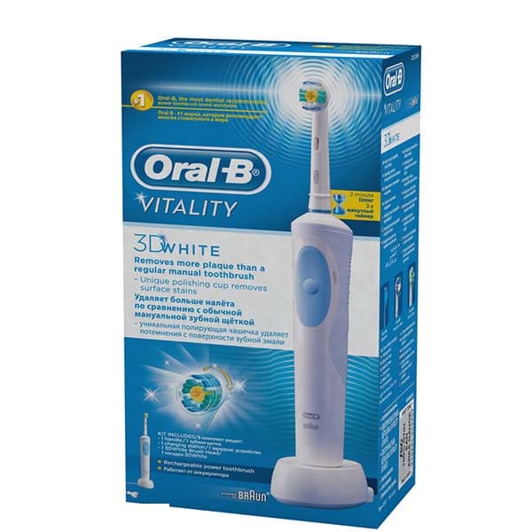 مسواک برقی اورال بی ORAL-B مدل VITALITY 100 3D WHITE رنگ صورتی — تصویر ۳