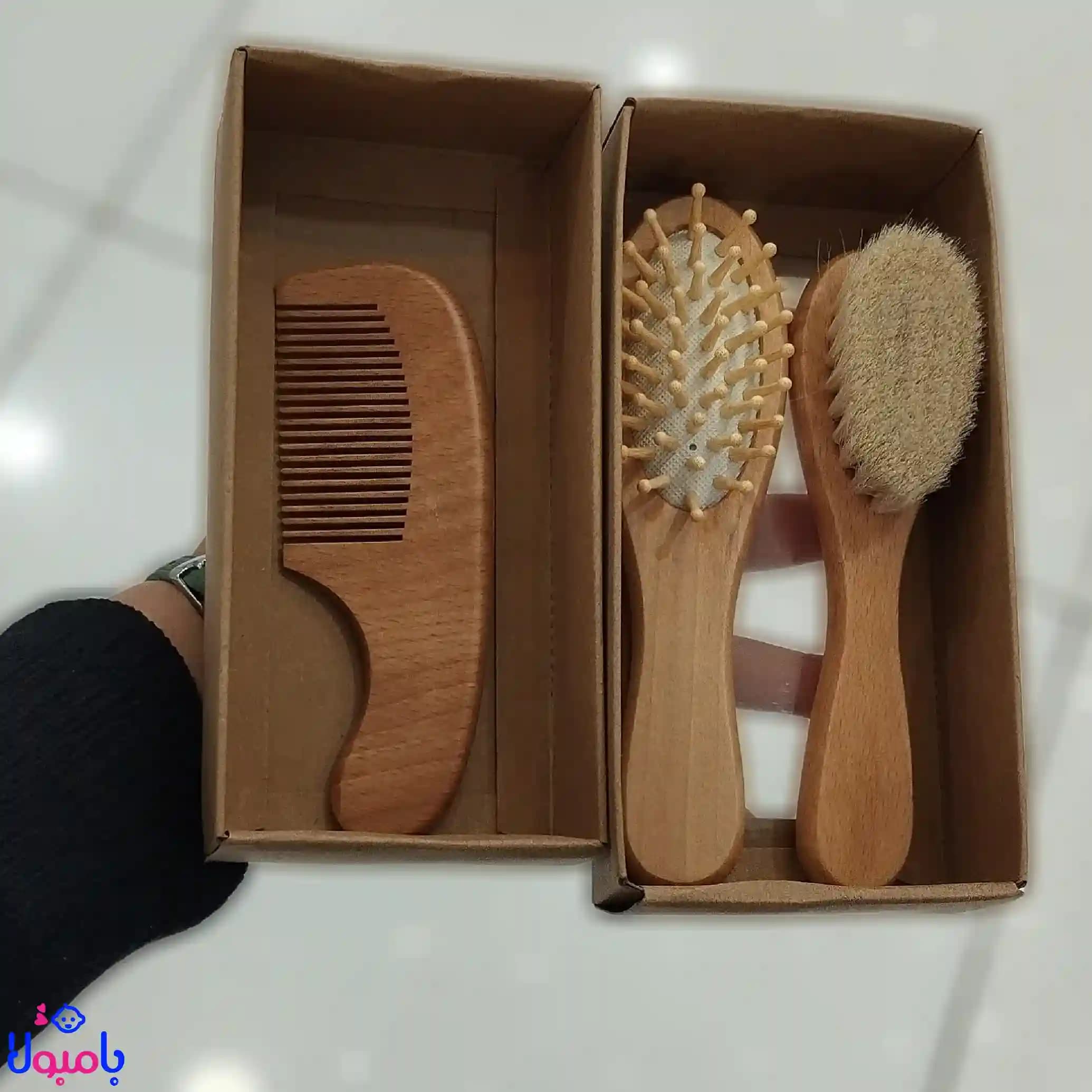 ست شانه و برس چوبی کودک ۳ تیکه — تصویر ۱۲