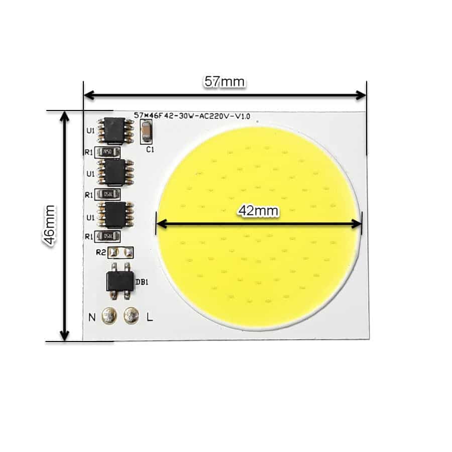 ال ای دی COB مهتابی 30W 220V با درایور داخلی 57X46 میلیمتر — تصویر ۳