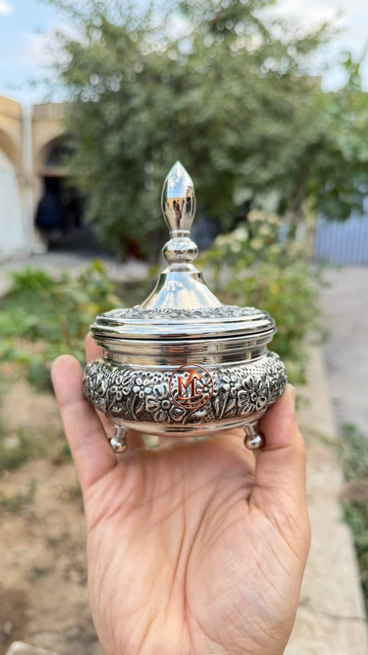 قندان مسی ۳ پایه کروم — تصویر ۱۱