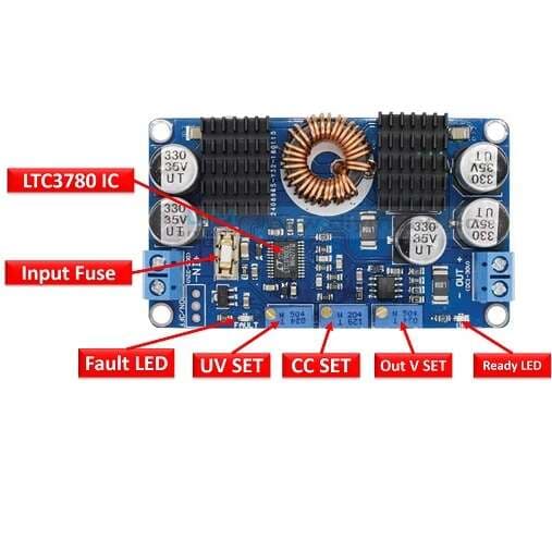 ماژول رگولاتور اتوماتیک DC به DC کاهنده – افزاینده LTC3780 مناسب برای شارژرهای خورشیدی — تصویر ۱۱
