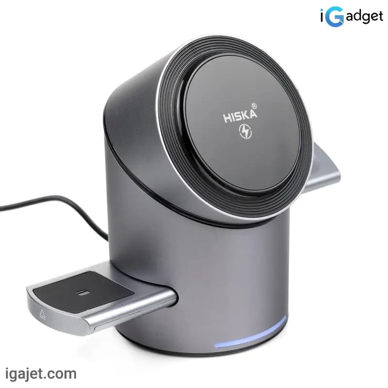 شارژر بی سیم سه کاره ۱۵ وات هیسکا مدل HR-16 — تصویر ۳