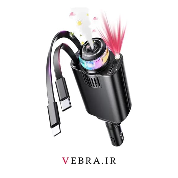 شارژر فندکی ۵ کاره خودرو مدل Starlight Aromatherapy با خوشبوکننده و نور سقفی — تصویر ۸