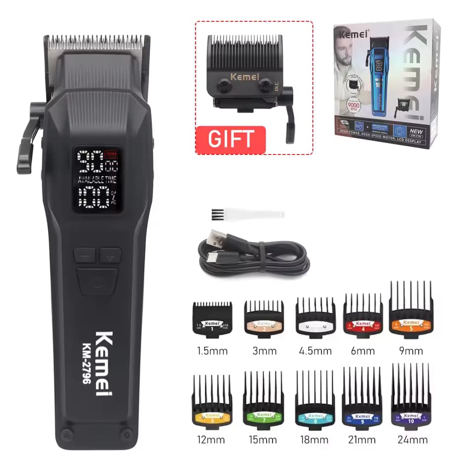 ست ماشین اصلاح و صفر زن kemei مدل km-2796 km-2795 — تصویر ۹
