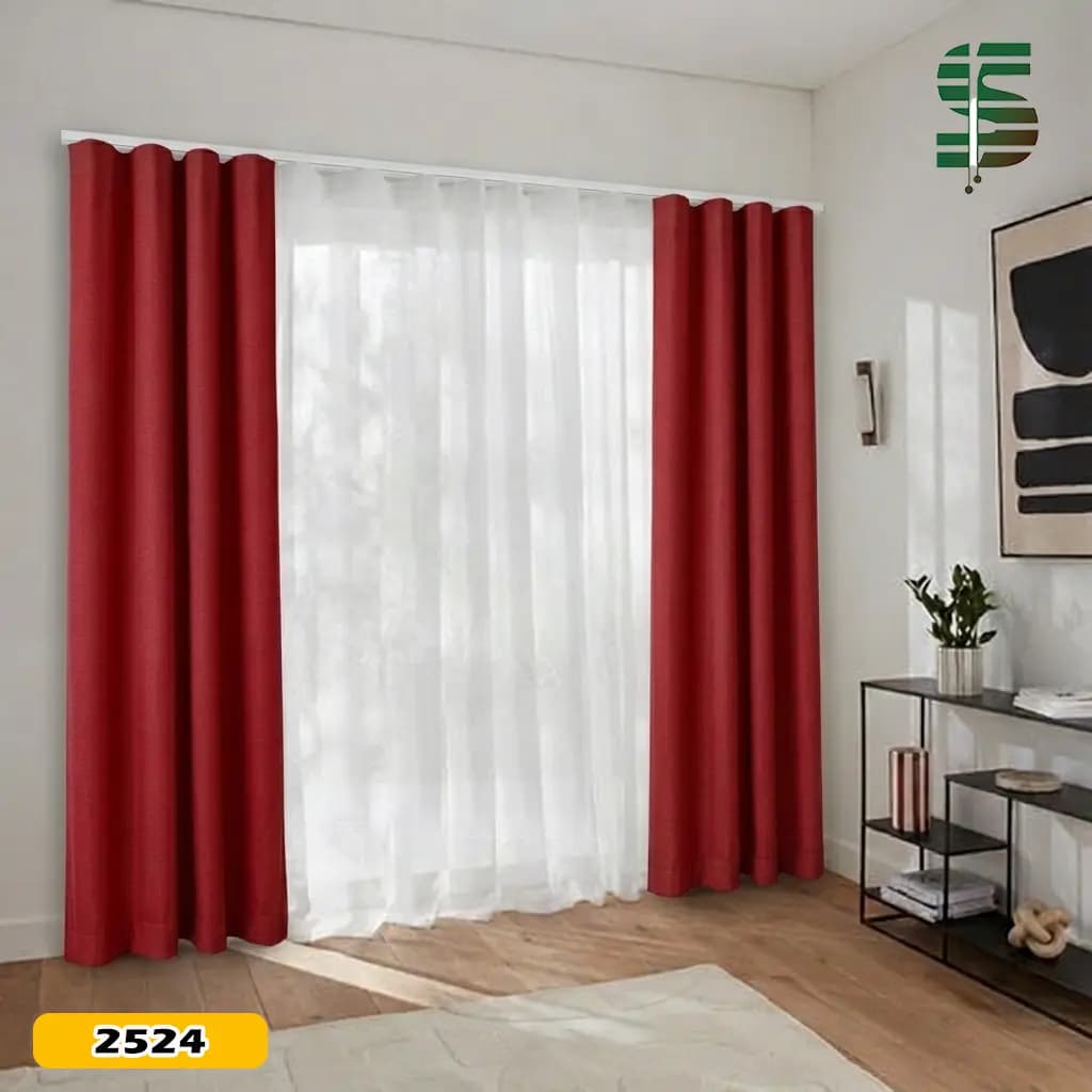 پرده مینیمال ترکیبی کتان هازان و حریر در 17 رنگ — تصویر ۴