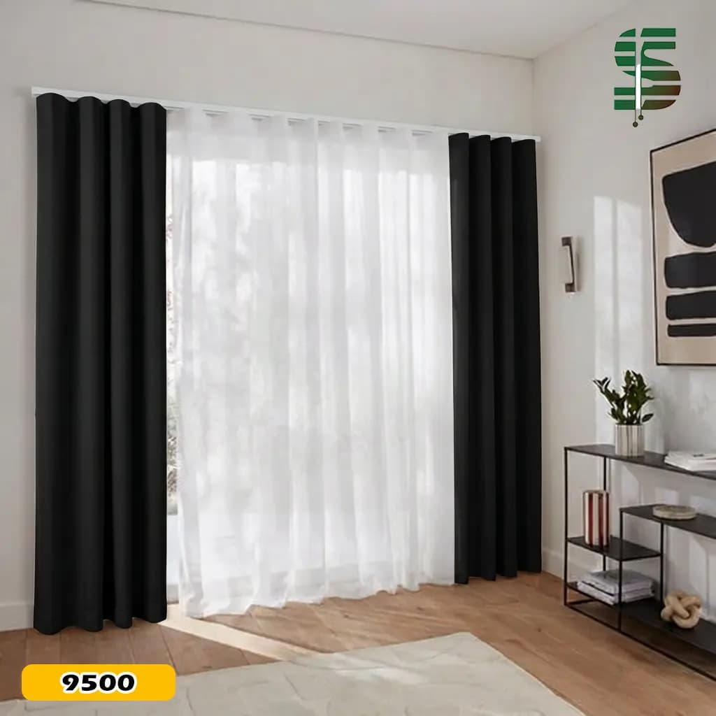 پرده مینیمال ترکیبی کتان هازان و حریر در 17 رنگ — تصویر ۷