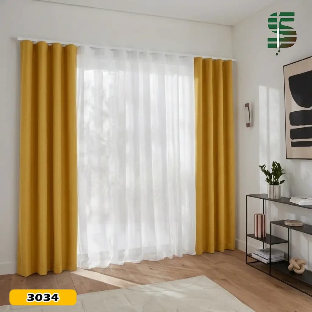 پرده مینیمال ترکیبی کتان هازان و حریر در 17 رنگ — تصویر ۵