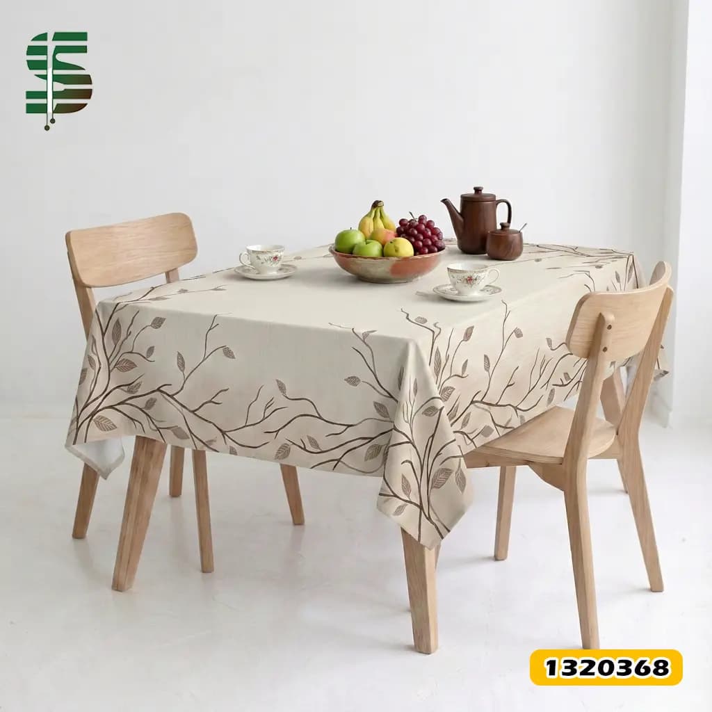 رومیزی مخمل کد 1320368 طرح شاخ و برگ قهوه ای — تصویر ۳