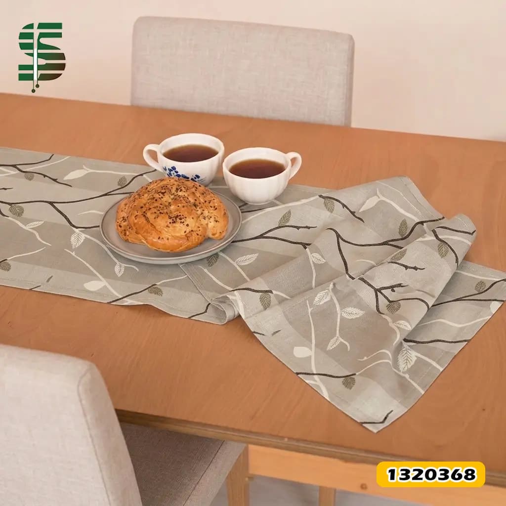 رانر مخمل کد 1320368 طرح شاخ و برگ قهوه ای — تصویر ۵