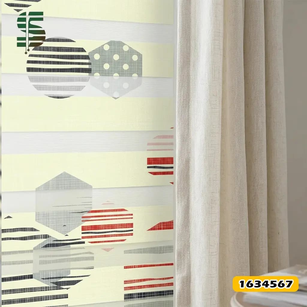 پرده زبرا طرح دار کد 1634567 طرح هندسی 6 ضلعی — تصویر ۱۰