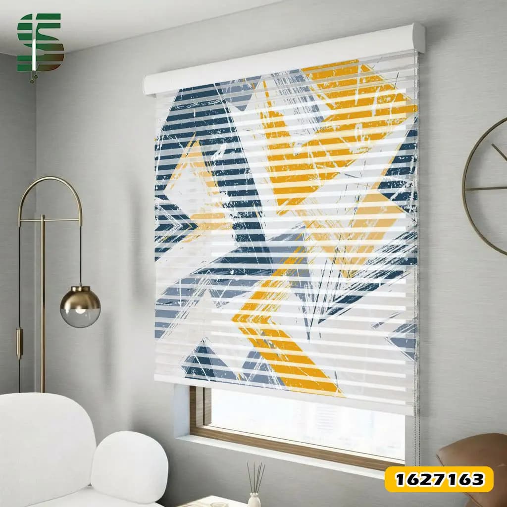 پرده شب و روز طرح دار کد 1627163 طرح هندسی انتزاعی
