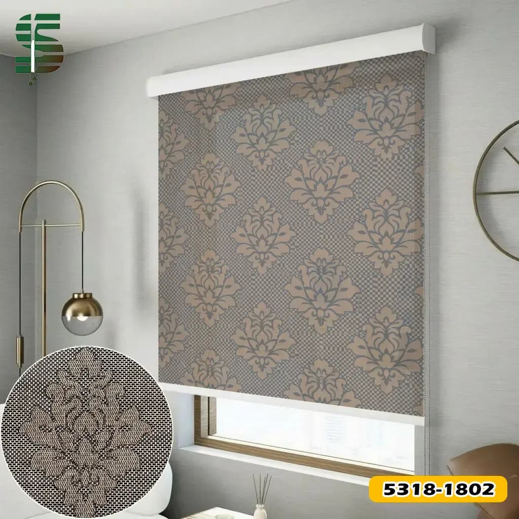 پرده شید سان اسکرین طرح دار گل کلاسیک کد 5318 در 6 رنگ — تصویر ۸
