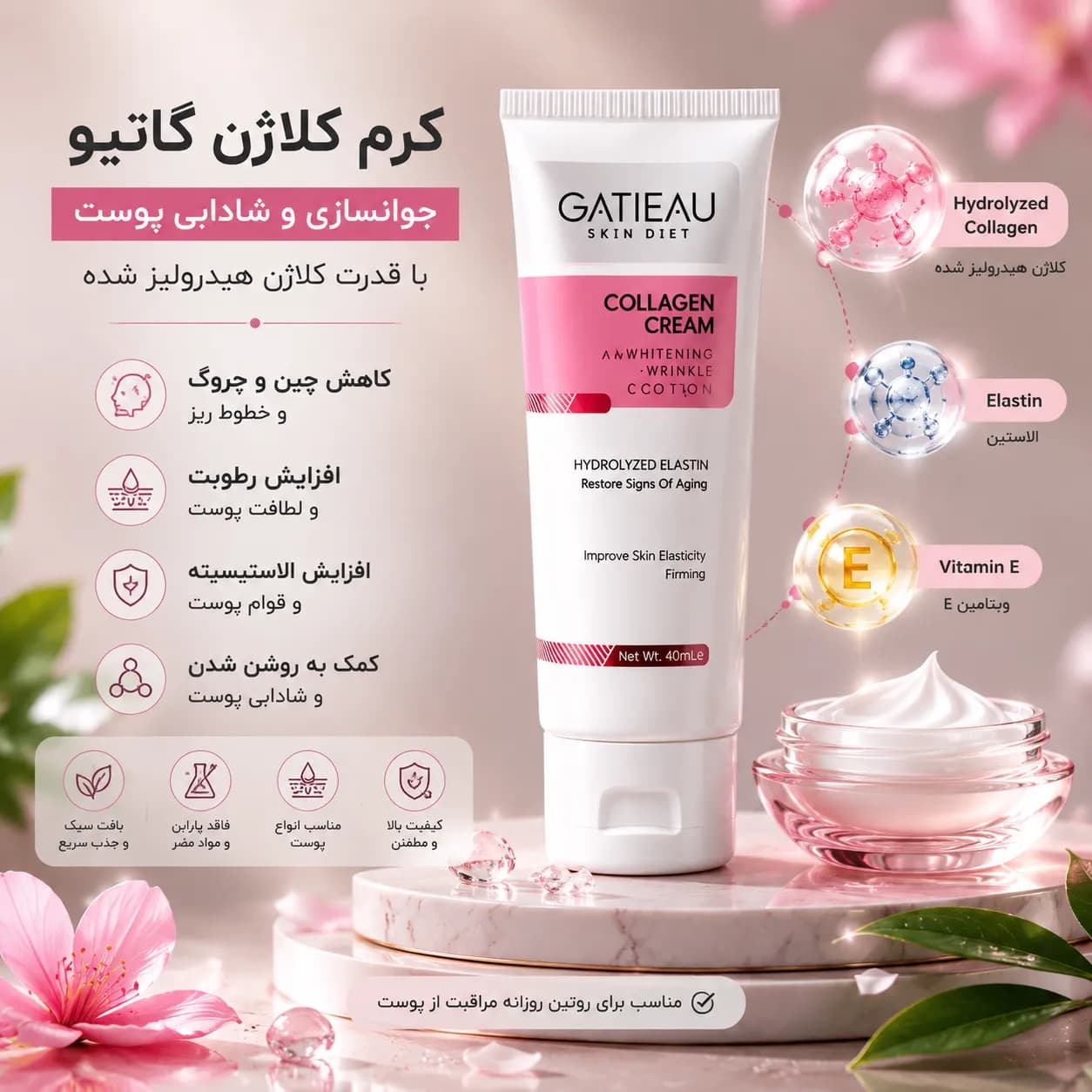 کرم کلاژن گاتیو حجم 40 میلی لیتر — تصویر ۶