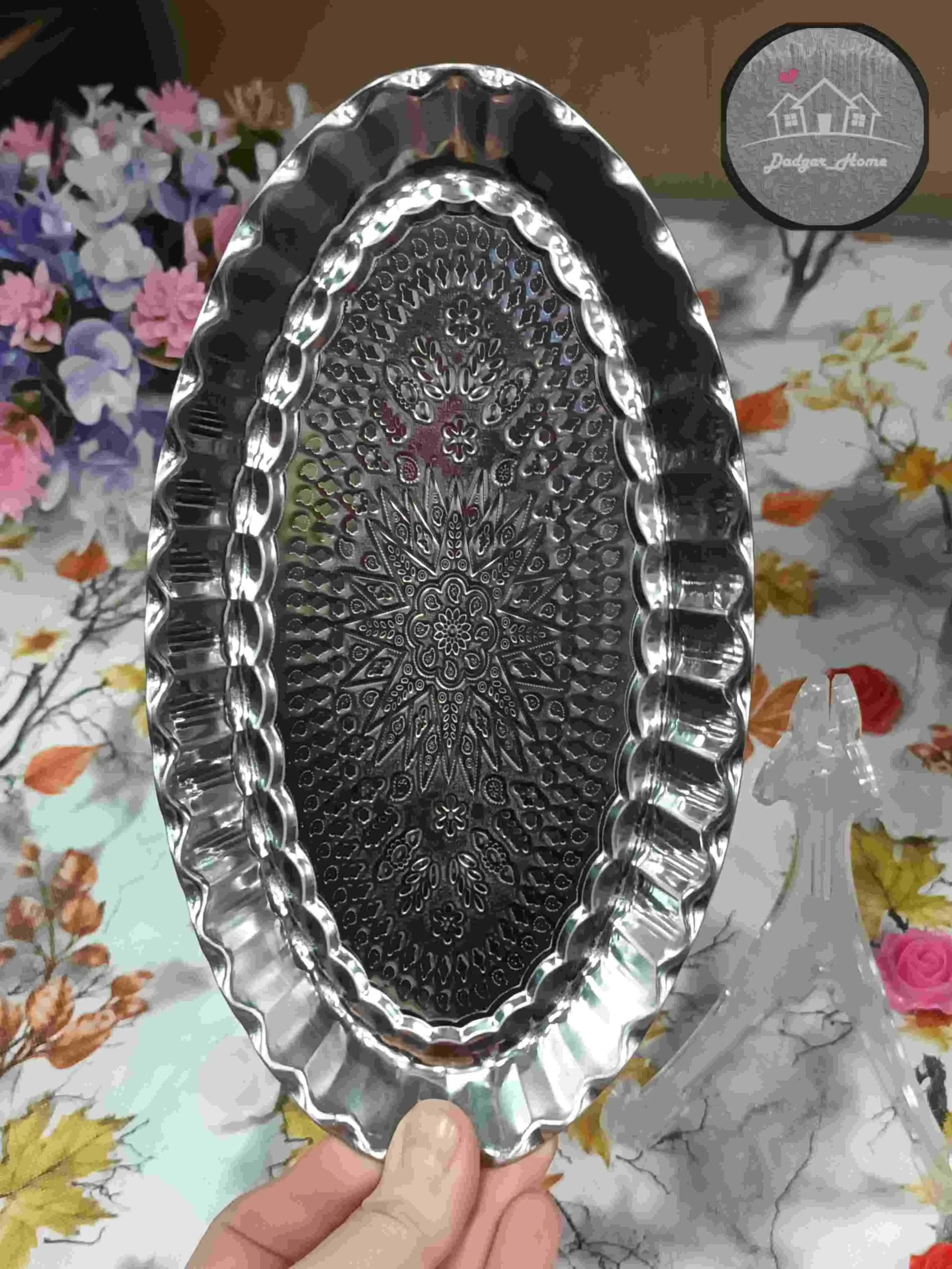 سینی استیل بیضی طرحدار — تصویر ۳