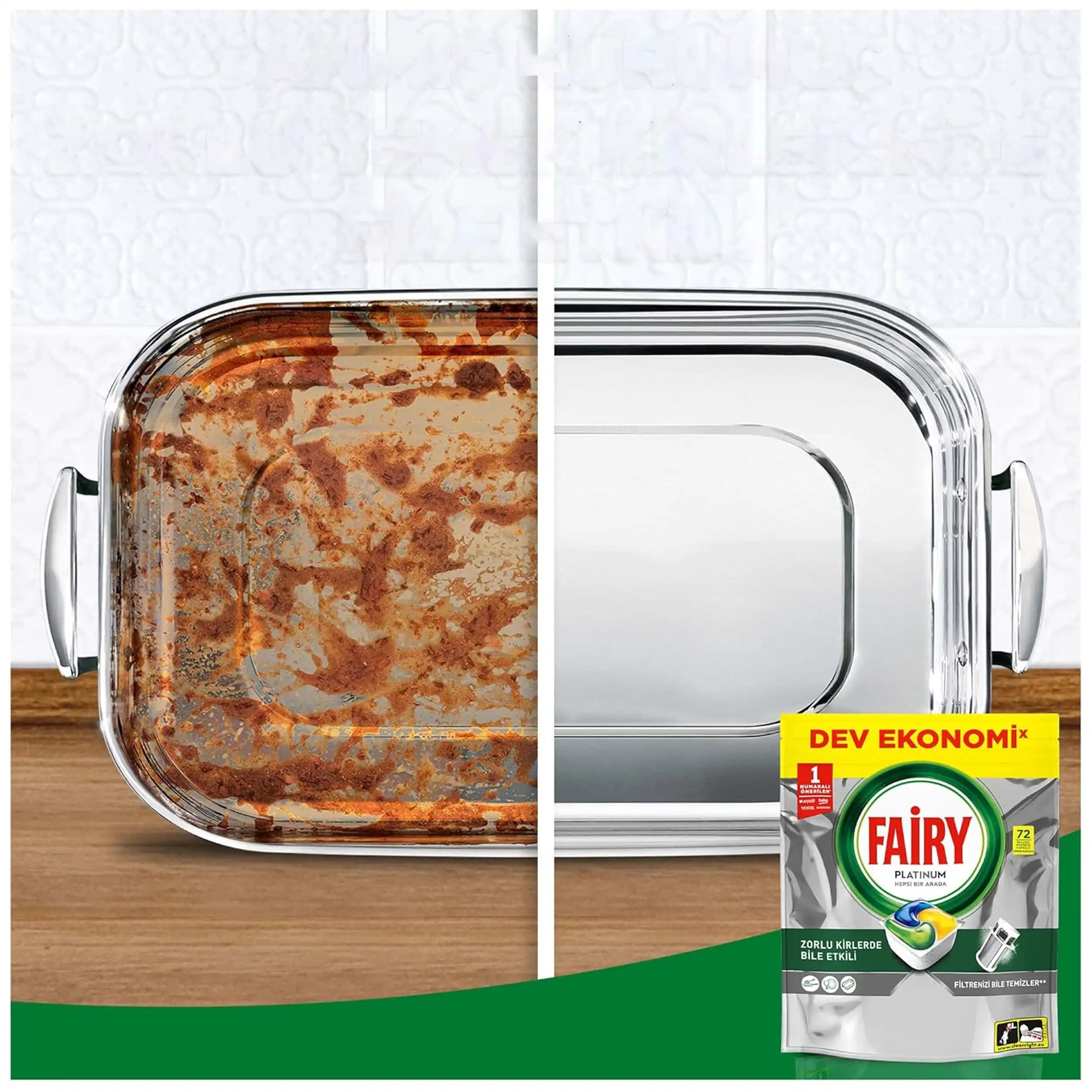 قرص ماشین ظرفشویی فیری پلاتینیوم 72 عددی | Fairy All in one Platinum Dishwasher Tablets 72ct — تصویر ۱۲